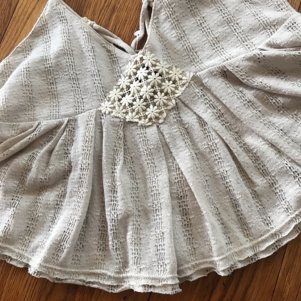 FREE PEOPLE NWT beige babydoll ballet top - Picture 4 of 8